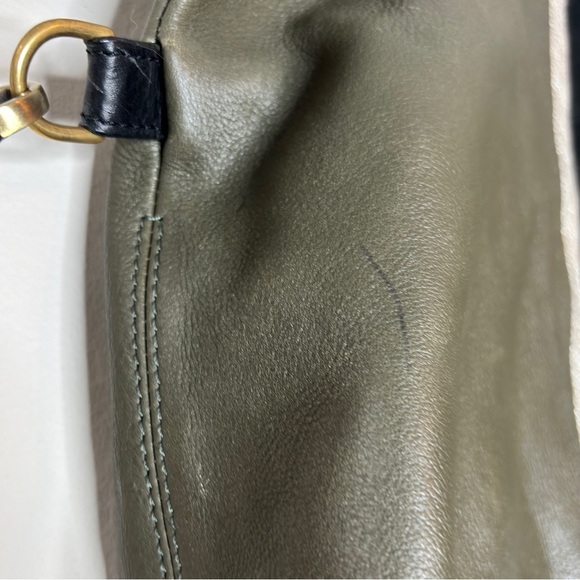 Kempton & Co Grayish Green Black Silver Slouchy Leather Bag Gold Hardware - Picture 10 of 13